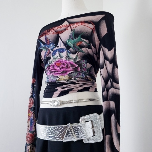 80's faux croc silver wide belt metallic thick shiny - Picture 9 of 9